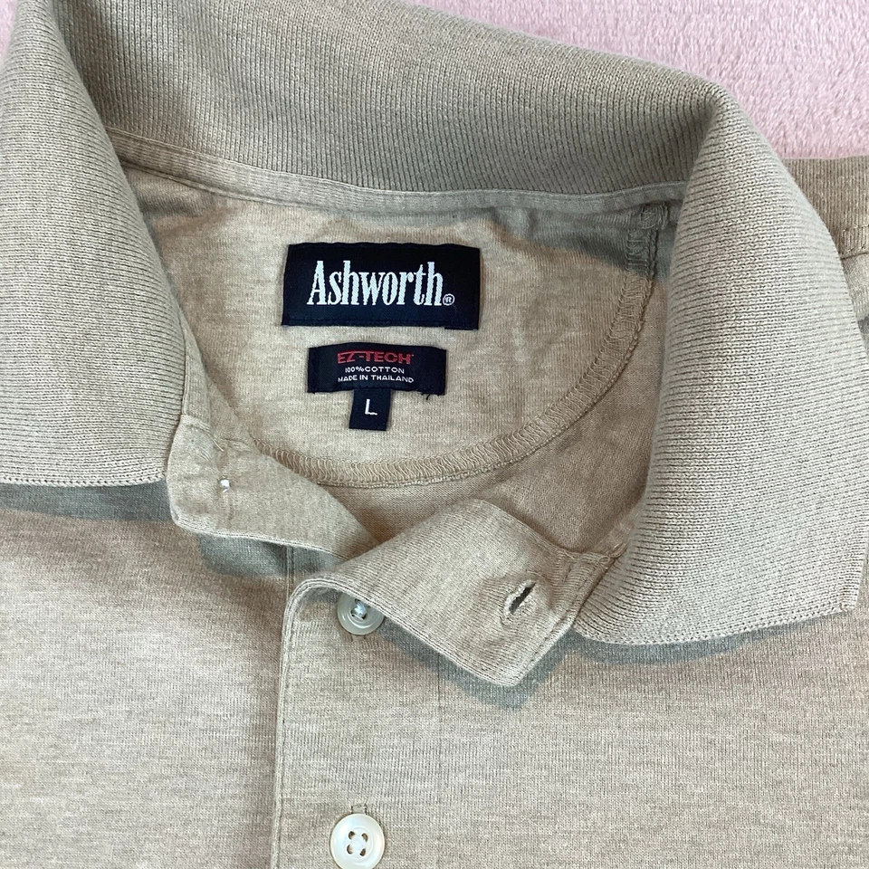 Polo Ashworth 1352 Masculino EZ-Tech Manga Longa Tamanho Grande Bronzeado - Imagem 2 de 4