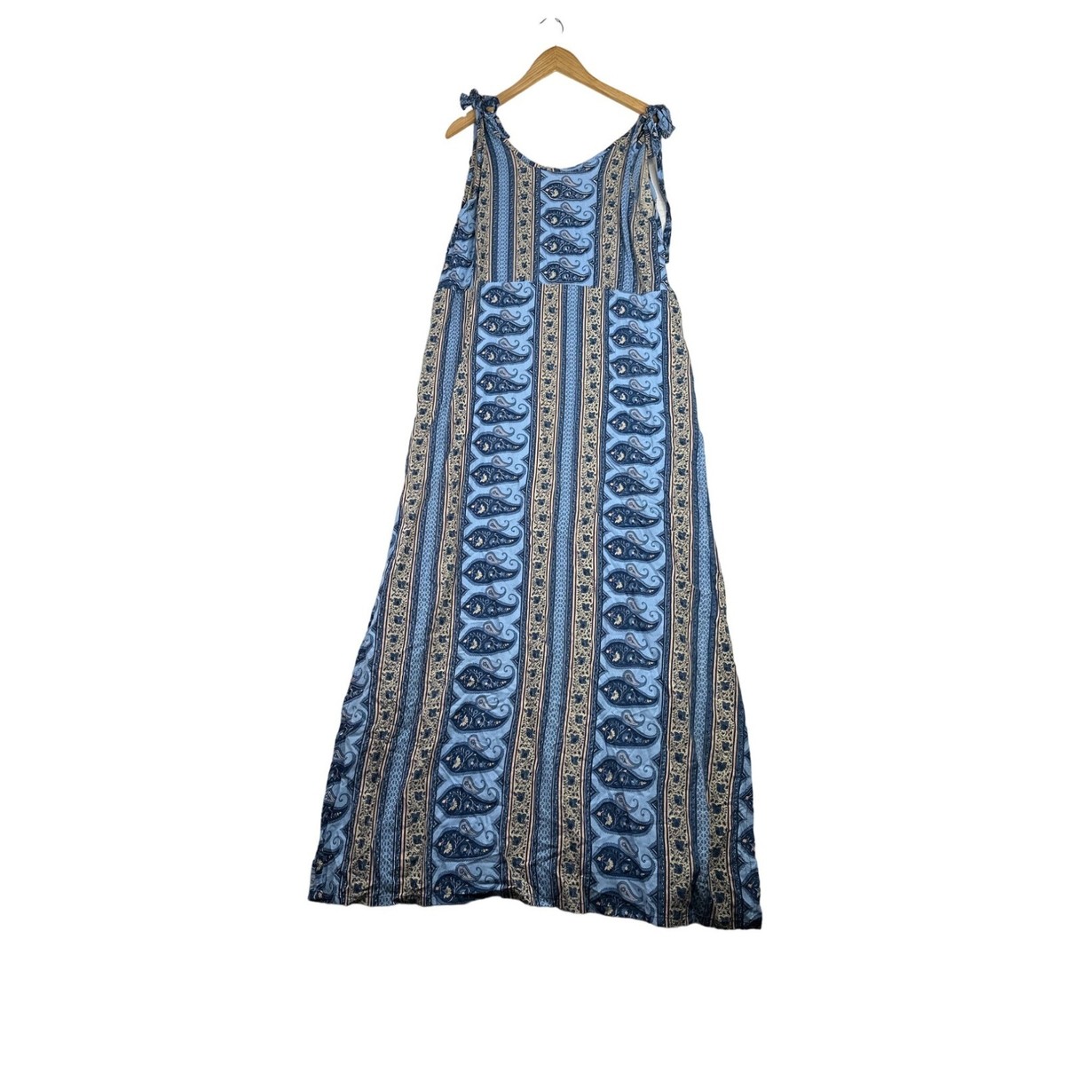 Faithfull the Brand Paisley Print Maxi Dress sz M Blue