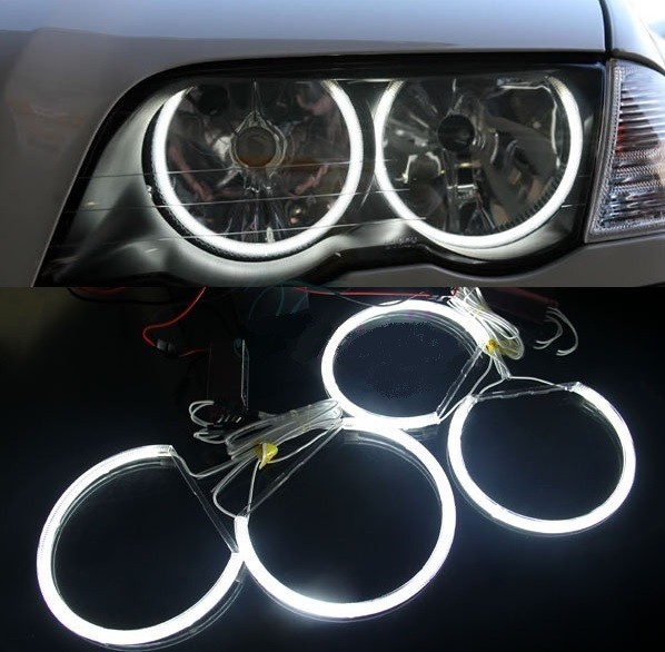 4 anneaux CCFL 131 146 mm BMW Série 3 E46 Angel Eyes blanc pour phares avant