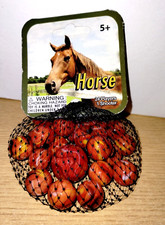 Rare Vtg. Net Bag Vacor/Mega Marbles 25 Horse Orange Swirl with Shooter Retired