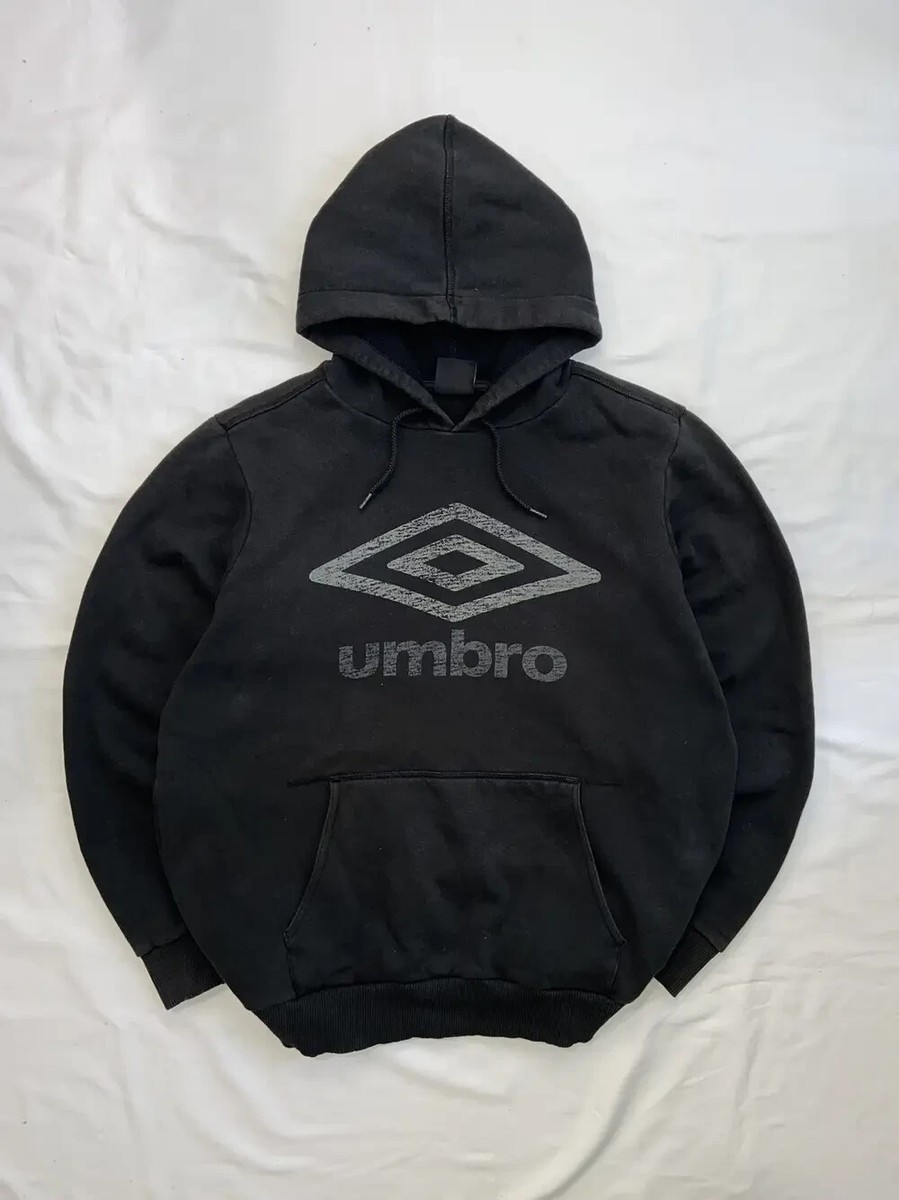 VINTAGE UMBRO BLACK FADED HOODIE Y2K BIG CENTER LOGO SIZE L VINTAGE UMBRO BLACK FADED HOODIE Y2K BIG CENTER LOGO SIZE L