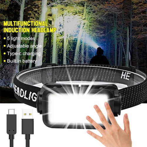 Super Bright COB LED Sensor Headlight USB Rechargeable Waterproof Headlight - Bild 1 von 19