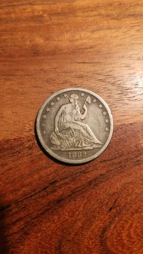 1862-S Seated Liberty Half Dollar 50c F/XF 90% Silver Coin