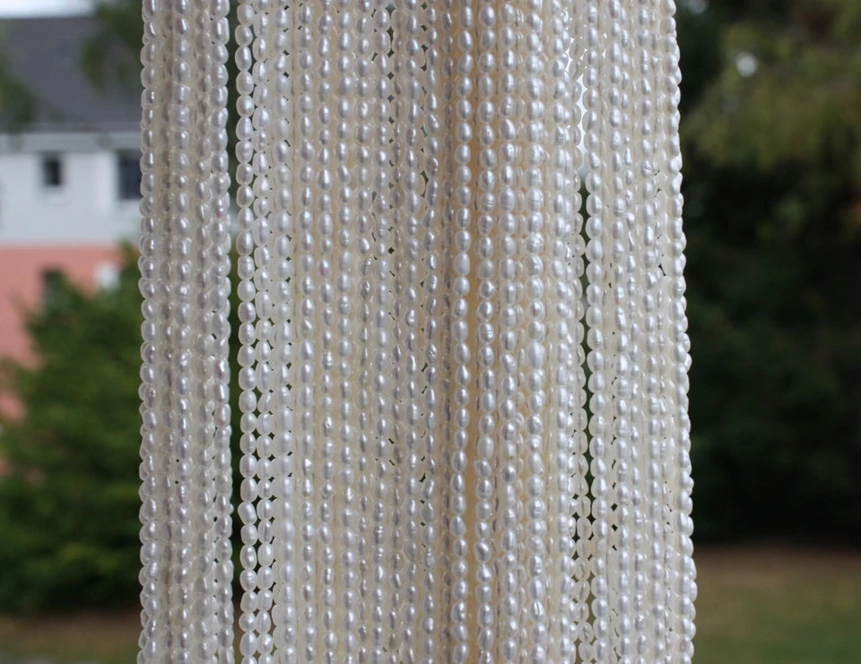 2-3 mm Oval Zuchtperlen Strang Süßwasser Perlen Schmuck Kette Halskette bah - Bild 4 von 4