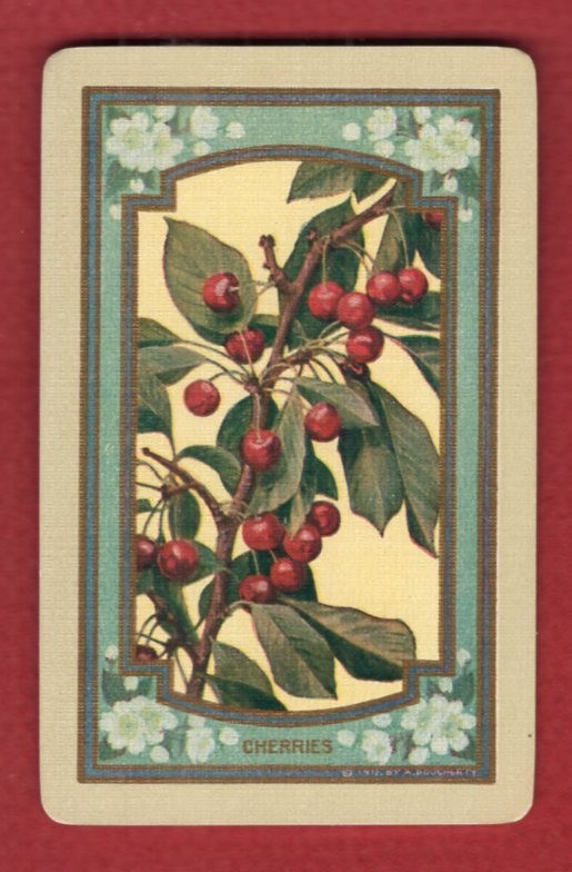 1 Single Swap Playing Card DECO NARROW NAMED "CHERRIES" VINTAGE EXCELLENT MINT
