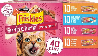 #ad Purina Friskies Gravy Wet Cat Food Variety Pack Surfin’ Turfin’ Pack of 40 $23.12