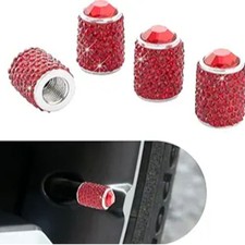 4PCS Bling Tire Valve Caps, Crystal Rhinestone Car Wheel Tire Valve Covers-red