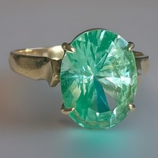 9ct Gold 5.00ct Prasiolite Ring Hallmarked 1980 Solitaire Amethyst 9k 375 Size Q