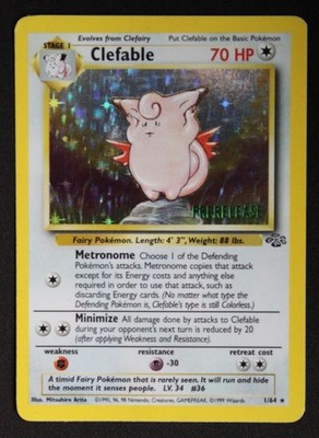 1999 POKEMON CLEFABLE 1/64 PRERELEASE HOLO JUNGLE WOTC