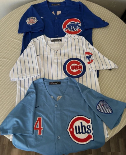 Chicago Cubs Men's Jersey Bundle Home Pinstripe Royal Blue & Baby Blue NWT