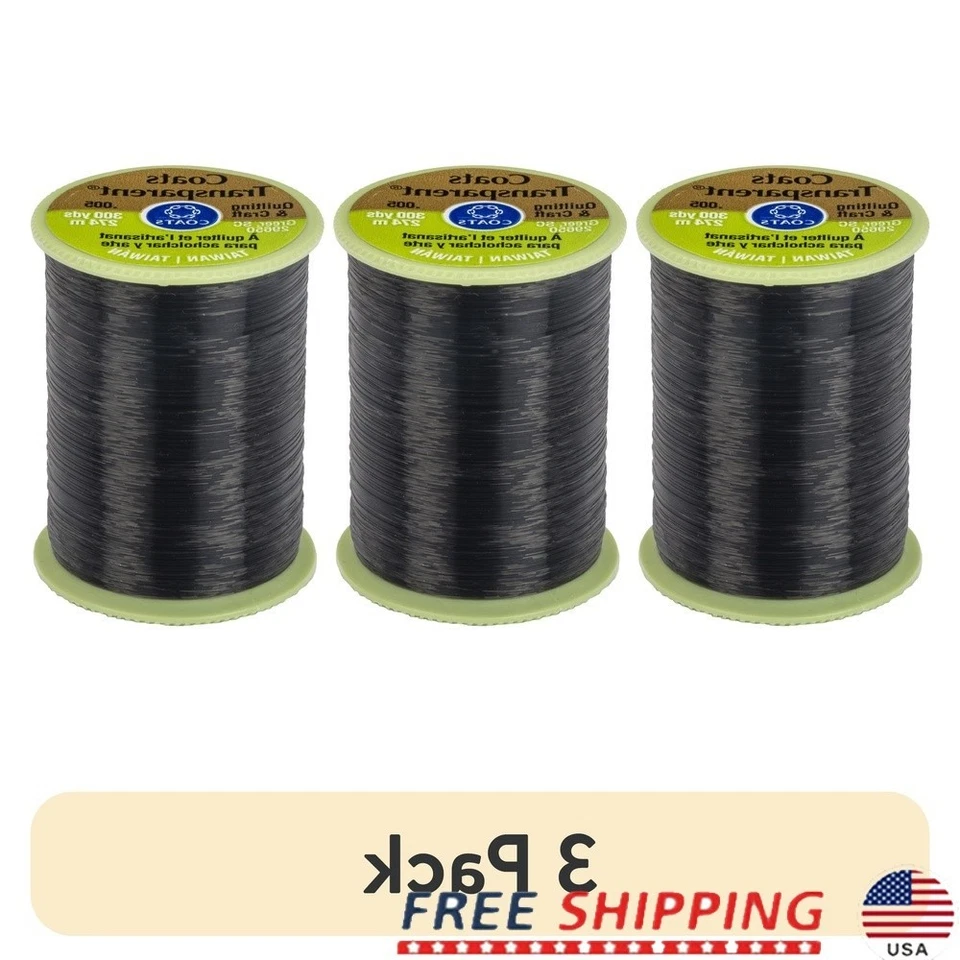 3 Pack Nylon Monofilament Thread 300 Yards Size 005 Invisible Sewing Crafting - Image 4 of 4