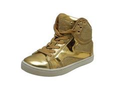 Pastry Pop Tart Glitter High-Top Sneakers Girls Size 1 Dance Shoes Gold USED