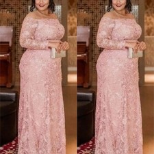 Pink Elegant Mother Of The Bride Dresses A-line Long Sleeves Lace Plus Size