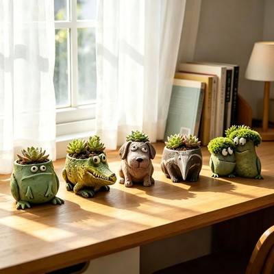 Funny Cute Animal Planter Collection Eco-Friendly Flower Pot Outdoor Indoor Cute