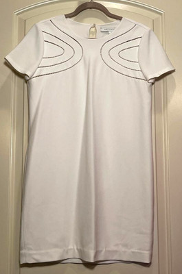 Diane Von Furstenberg Womens Ivory Short Sleeved lined Dress, swirls, SZ 6