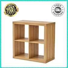 Better Homes Gardens 4-Cube Storage Organizer Bookcase Shelf, Light Honey Wood
