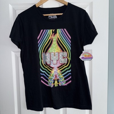 Trolls L Black Short Sleeve, T-Shirt, NYC Graphic On The Front ￼DreamWorls