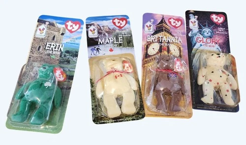 Set of 4 Vtg 1999 Ty McDonalds Beanie Babies Bears  Erin Maple Britannia & Glory