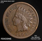 1906 Indian Head Cent XF EXTRA FINE Brown Full LIBERTY - NICE  coin 135