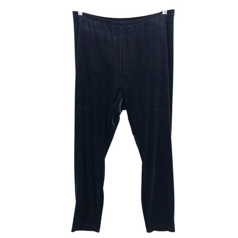 EILEEN FISHER Black Pull On Velvet Pants Elastic Waist Stretch Cropped LARGE