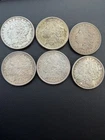Lot of six (6) Morgan Silver Dollars  - 90% silver - Various Dates