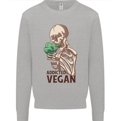 Addicted Vegan Skelett, Das Gemüse Isst, Herren Sweatshirt Pullover