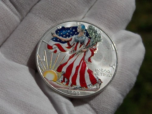 Colorized 1999 American Silver Eagle  One Oz  Fine Silver .999