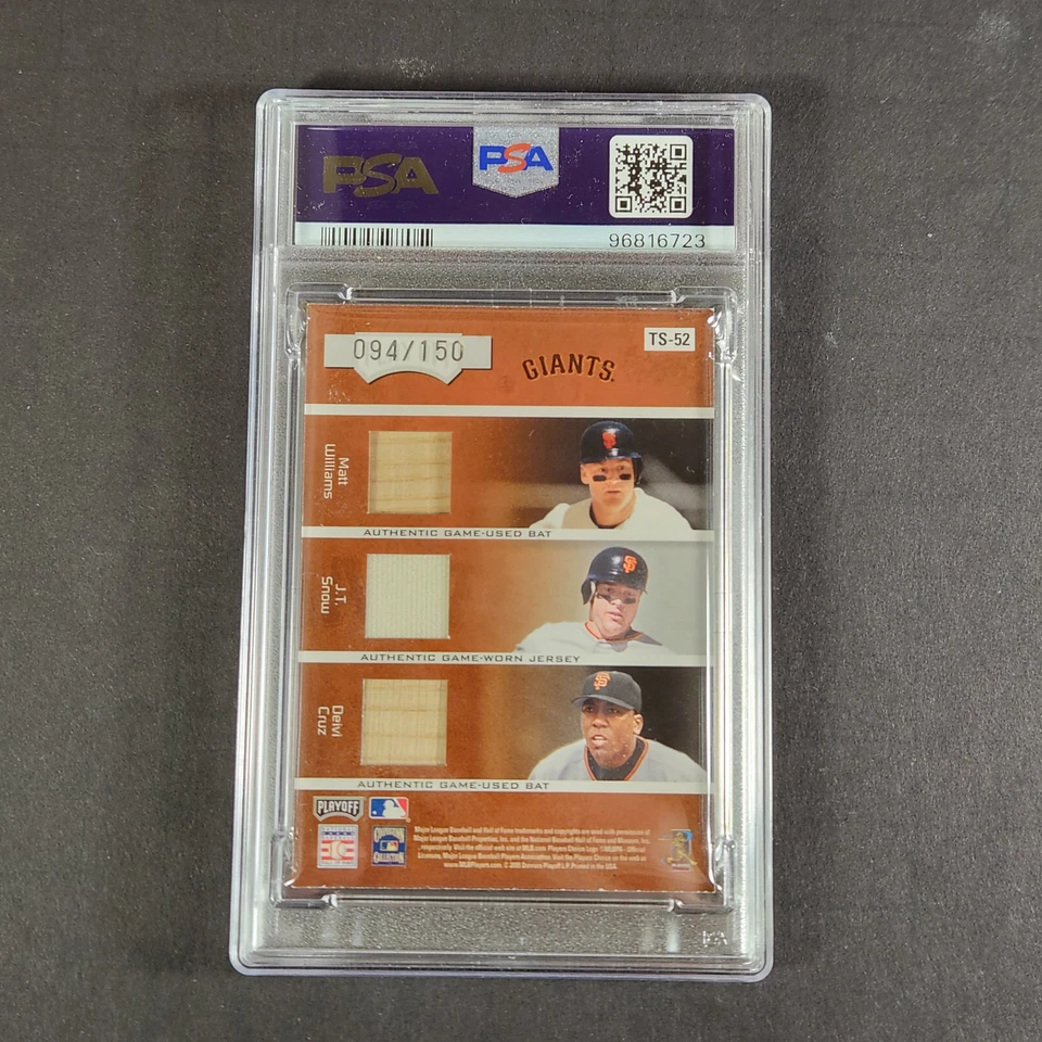 Playoff Absolute 2005 - Willie Mays, Willie McCovey, Joe Morgan #TS-52/150 Foto 2 de 2