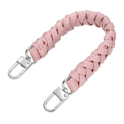 Braided bag handle, 1pc 31cm pink with silver buckles
