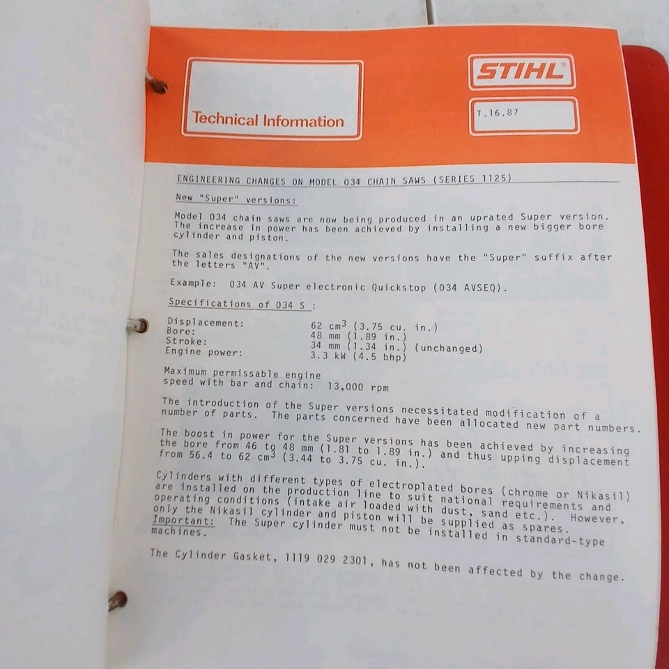 Stihl Technical Bulletins 1982- 1987 Niemeyer Binder - Image 4 of 4