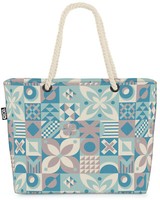 Retro Kachel Blumen Design Beach Bag Vintage Fliesen BlüTen Muster Nostalgie Fl