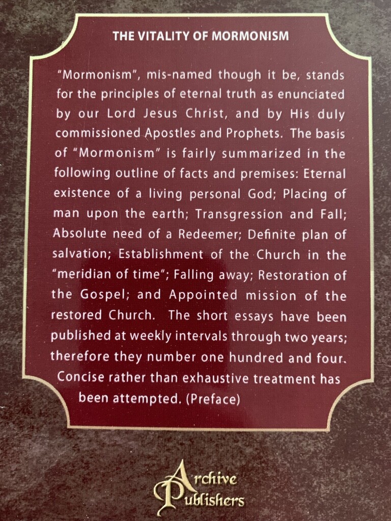 Vitality of Mormonism, the, by James E. Talmage by Not Available (Mass