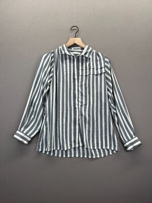 Jaeger Womens White T-Shirt Striped Button Long Sleeve Size 91cm''