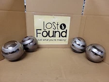 Silver Metal Looking Stripe Balls Orbs Lot of 4 Vase Bowl Filler Decor 4" Modern