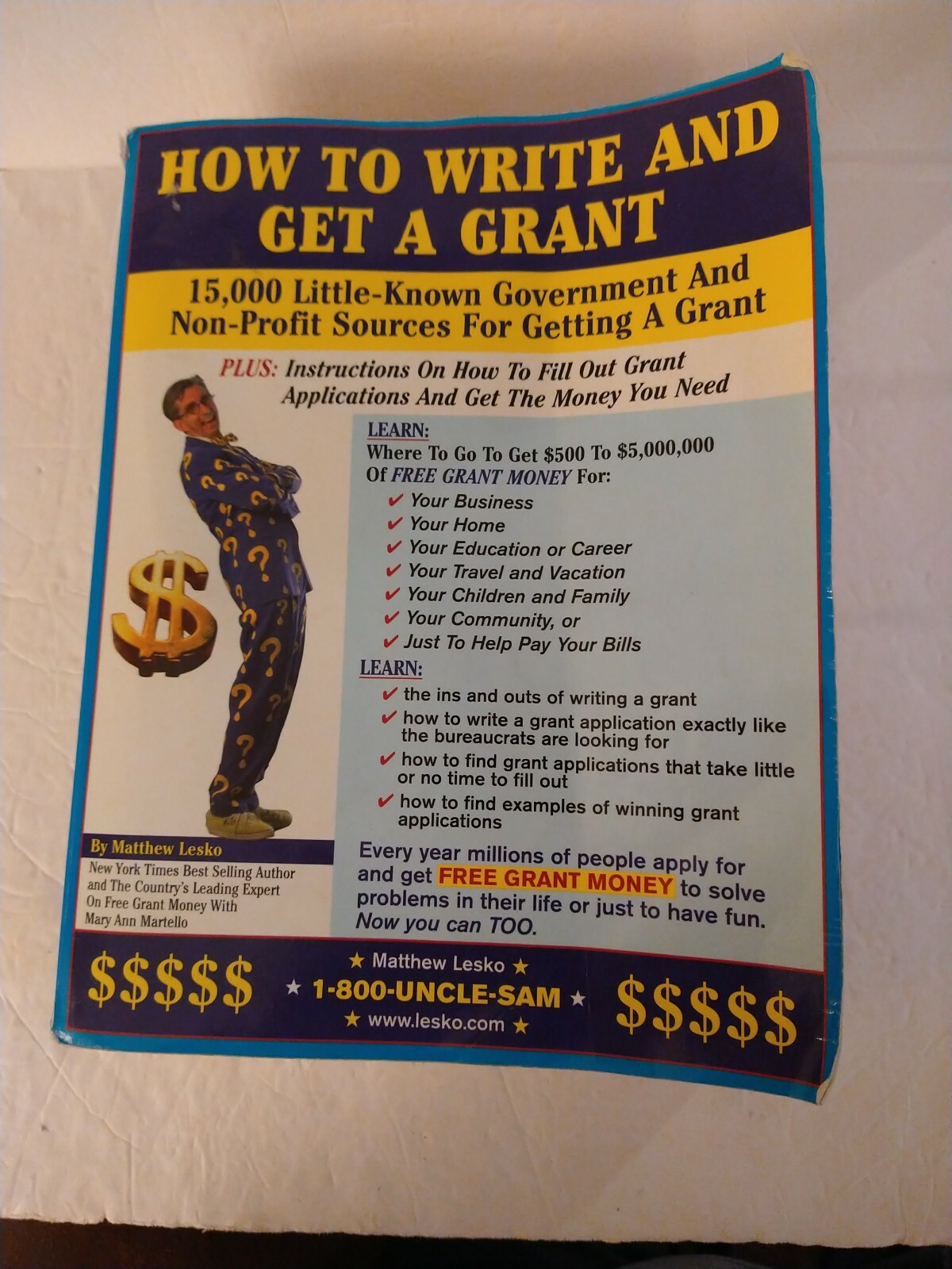 How to Write And Get a Grant by Matthew Lesko 2002 Paperback Book Best  Selling 9781878346643 | eBay