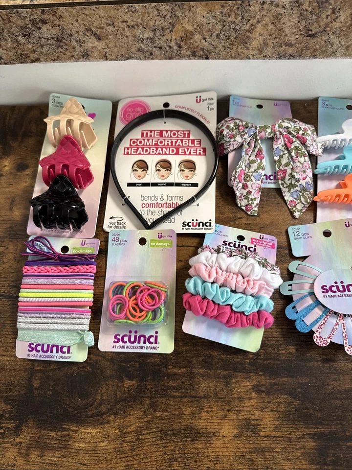 12 Piece Scunci Lot: Headbands, Clips & Scrunchies: Multicolor #5 - Image 2 of 4