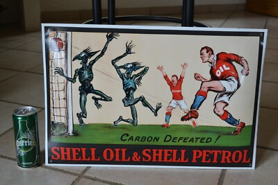 Emailschild SHELL Öl Fußball Garage Petroleum Emaille sign emailschild