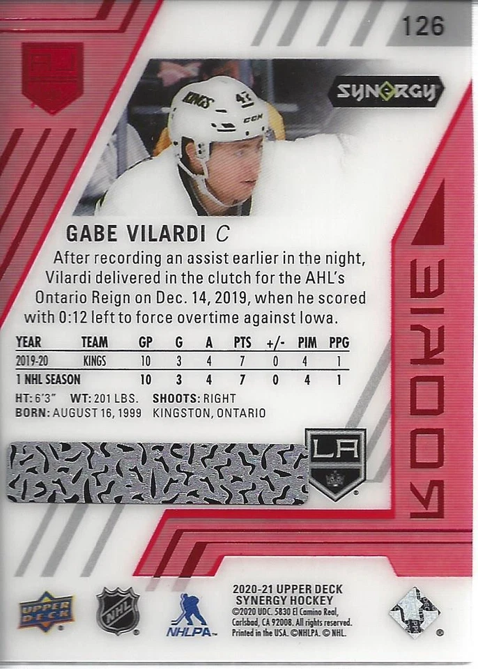 2020-21 Synergy Red Codes #126 Gabe Vilardi SP - NM-MT - Image 2 of 2