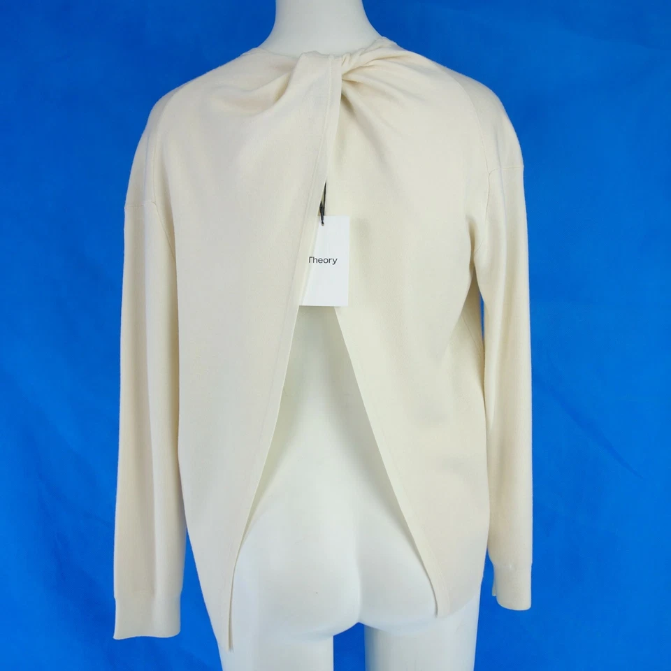Pullover Theory 34 XS Weiß Damen Oberteil Strick Wolle Merino Lang Gürtel Neu - Bild 3 von 4