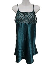 Vintage Victoria's Secret Gold Label Green Mini slip dress W/Sheer Bust Small