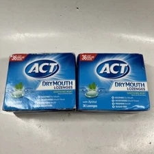 2 ACT Dry Mouth Moisturizing LOZENGES Xylitol Soothing Mint 36 Piece (72 Total)