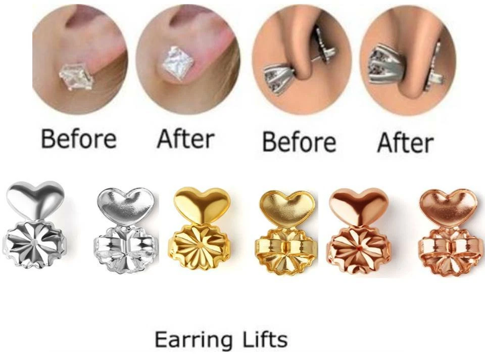 2 Pcs Magic Earring Backs Lifter Support Lifts Hypoallergenic Pierced  Earrings