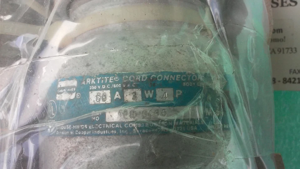 LOTE DE 2 CONECTORES CROUSE-HINDS 60 AMP *RA-10(UW52) Foto 3 de 4