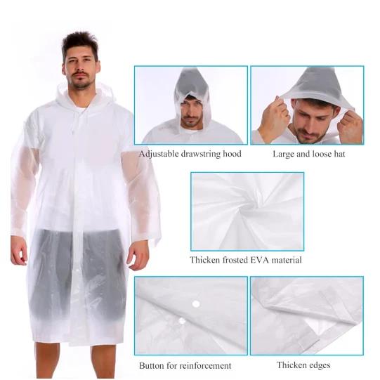 Unisex Adulto Impermeable Impermeable Impermeable Abrigo de Lluvia Chaqueta con Capucha Poncho Prendas para la Lluvia Camping Foto 4 de 4