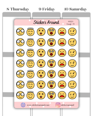 Emoji Icon Planner Stickers - Emojis Mood tracker #9, Calendar & Journal Sticker