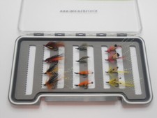 12 Double hook Salmon Flies in a Fly Box - NBX65