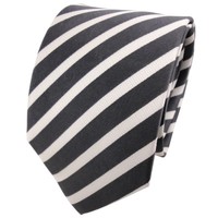Tigertie Designer Seidenkrawatte Anthrazit Silber Gestreift