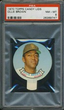 1970 Topps Candy Lids Ollie Brown PSA 8 San Diego Padres