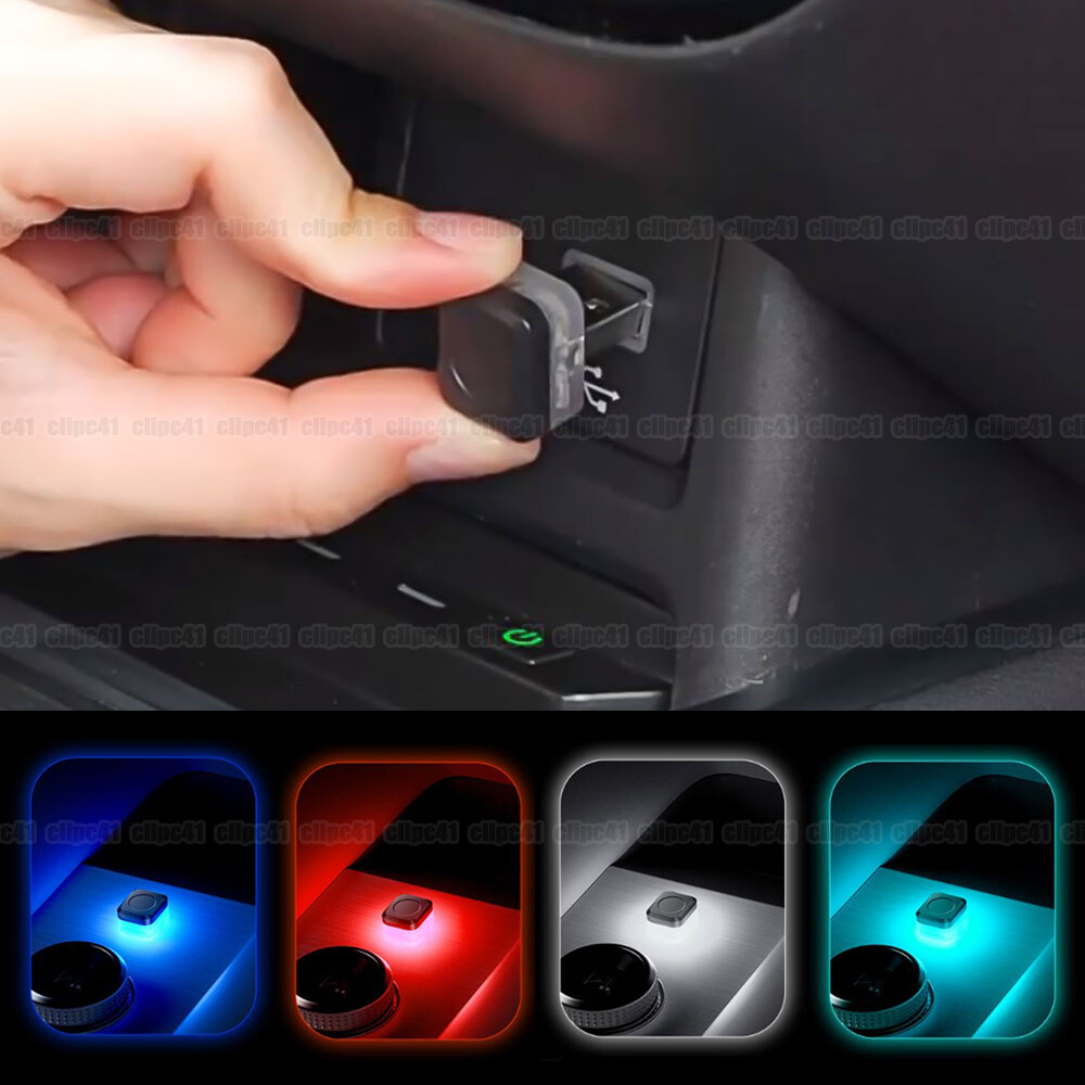1x USB Mini LED Car Interior Neon Atmosphere Light Ambient Lamp Bulb Accessory .