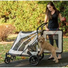 NEW: DOG CAT 4 Wheeled PET -STROLLER ROOMY Zipperless/Door lock